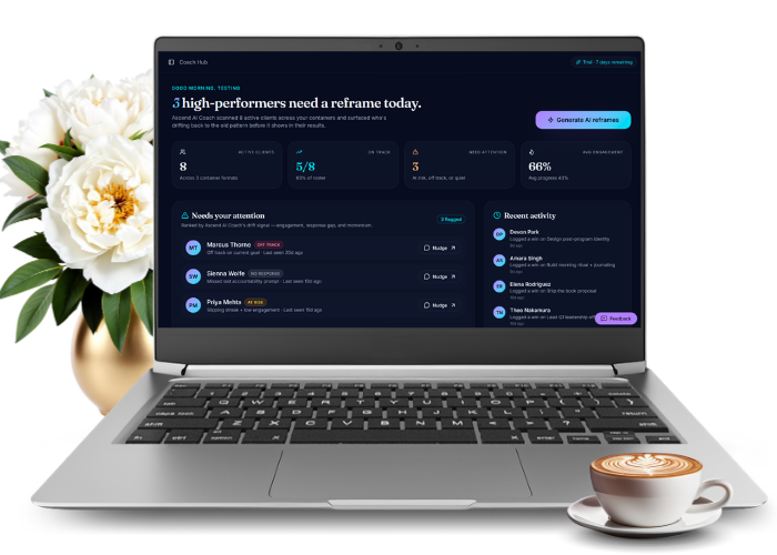 AscendAI Coach dashboard laptop mockup